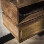 Nachtkastje 1L brass | Massief mango zandkleur - Afbeelding 3