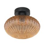 Plafondlamp Bloeba | 1 lichts | Amberkleurig, Zwart